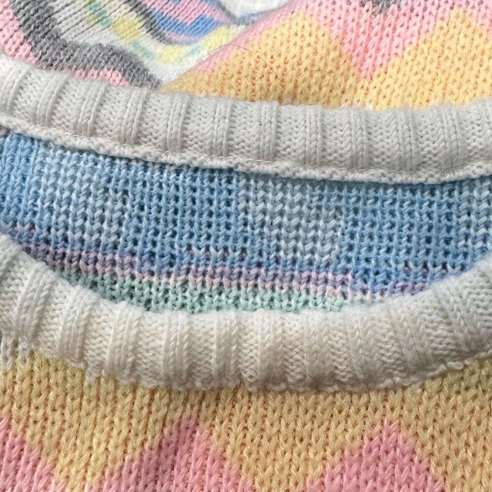 Vintage Pastel Colorful Knit Sweater Vest Women’s Large - Picture 2 of 3